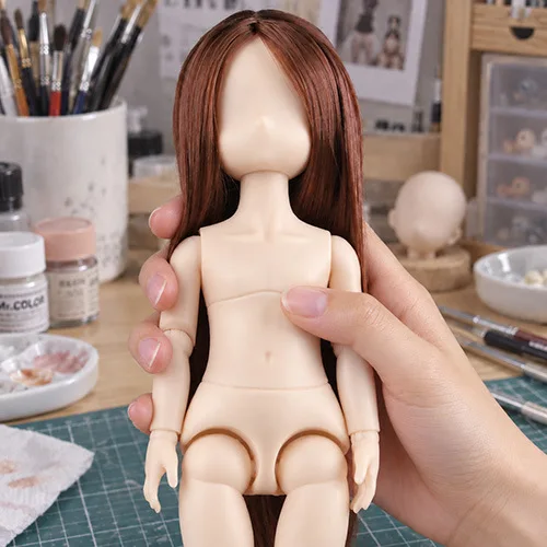 1/6 Scale BJD Body Japanese-Style 15-Joint 30cm Nijigen Style Doll Body Anime Vinyl Head+ Doll DIY Make-up Practice Blank Head
