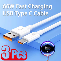 66W 6A Fast Charging USB TO Type C Cable for Xiaomi Redmi POCO Huawei Honor OPPO VIVO OnePlus Mobile Phone Charger USB C Cable