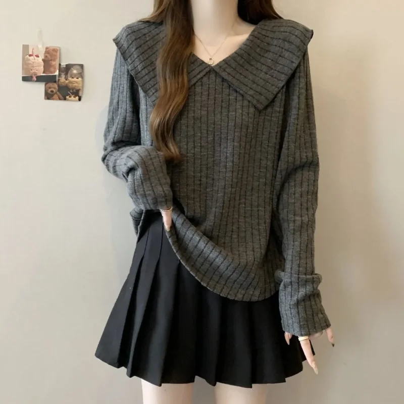 

Свитер с кукольным воротником, свитер, женский осенний французский топ