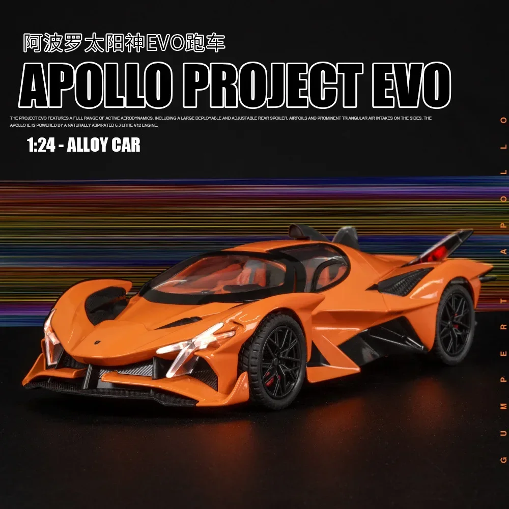 1:24 APOLLO PROJECT EVO supercar Simulation Diecast Metal Alloy Model car Sound Light Pull Back Collection Kids Toy Gifts A600