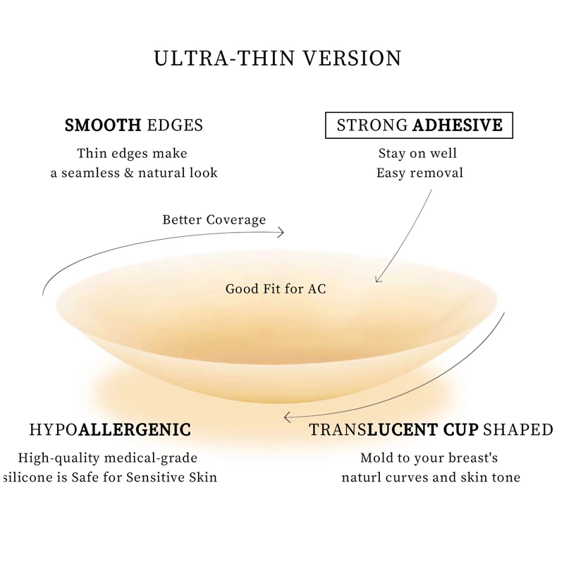 Cubiertas adhesivas de silicona para pezones, pezones reutilizables, pétalos pegajosos para el pecho, Invisible, sin costuras, cinta para el pecho