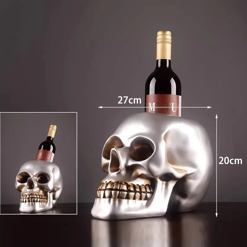 

Skeleton Head Red Wine Rack Creative Display Smoker Retro Abstract Crafts Bar Home Decor Decoration Decoration