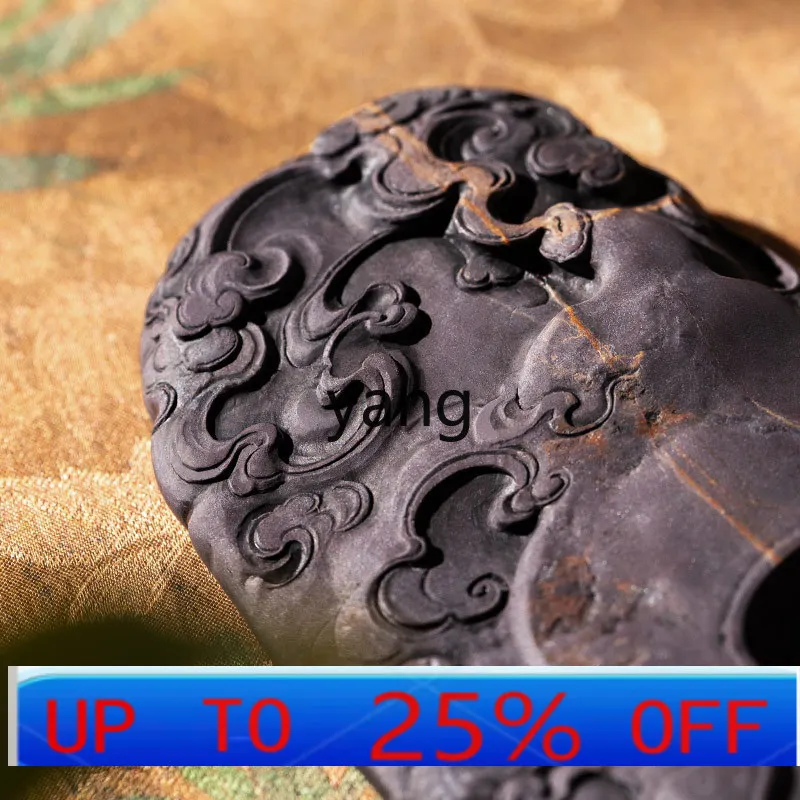 

LMM Study Four Treasures Brush Calligraphy Chinese Painting Ingot Blue and White Rough Stone Laokeng Duan Inkstone Gift Box