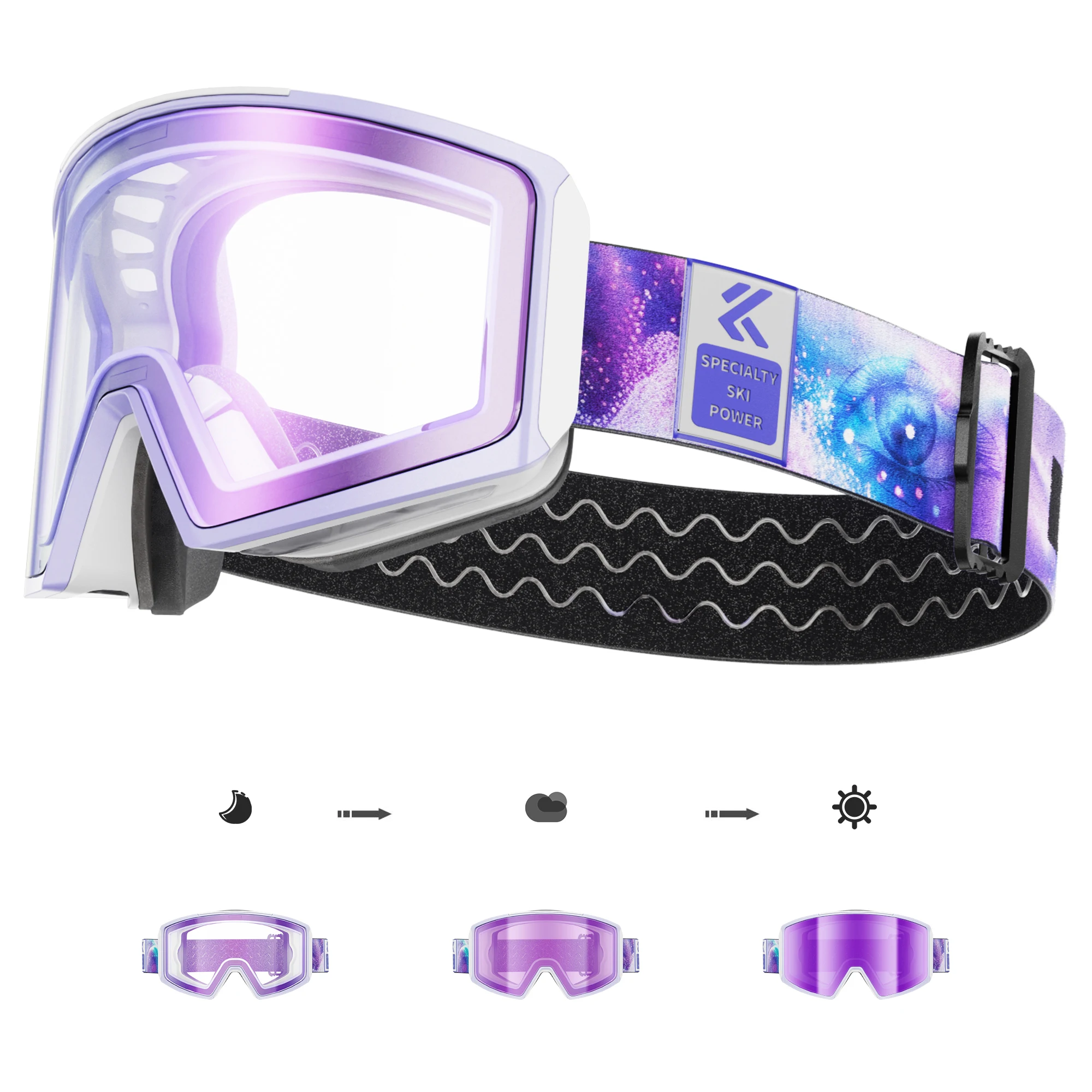 Kapvoe Skibrille, photochromes Snowboard, Antibeschlag, für Herren, Radfahren, Sonnenbrille, Damen, UV400-Schutz, Schneebrille, Schneemobil