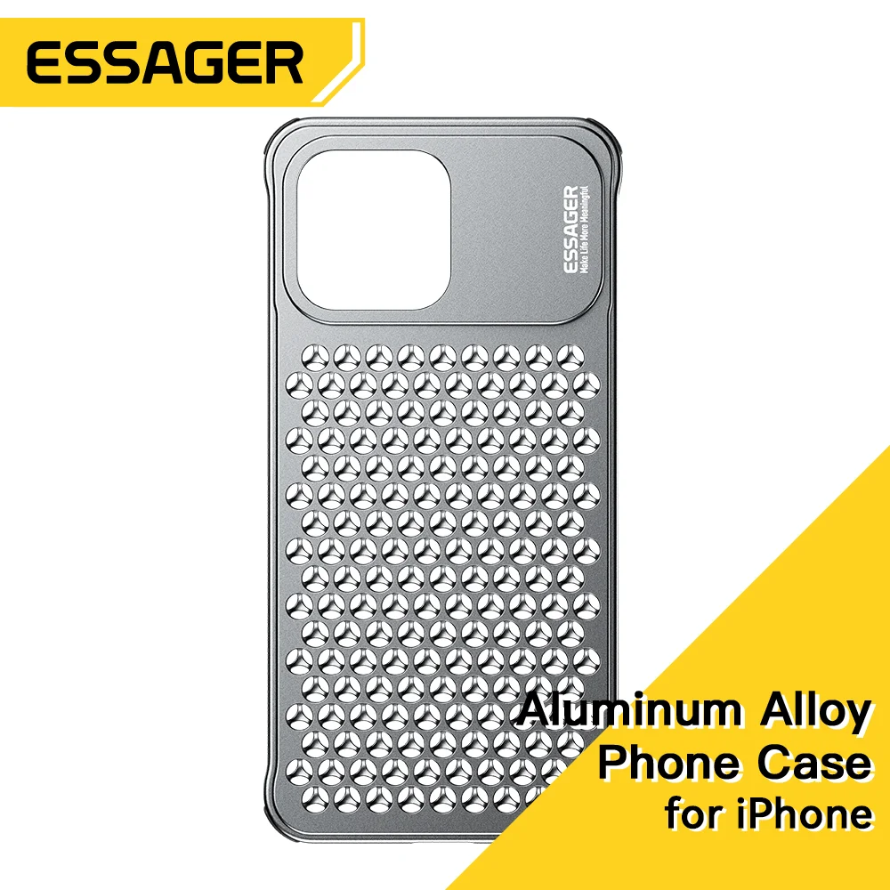 

Essager Aluminum Alloy Phone Case Hollow Heat Dissipation Anti-fall Shockproof Cover For 13 13Pro 13Pro Max 14 14Pro 14Pro Max