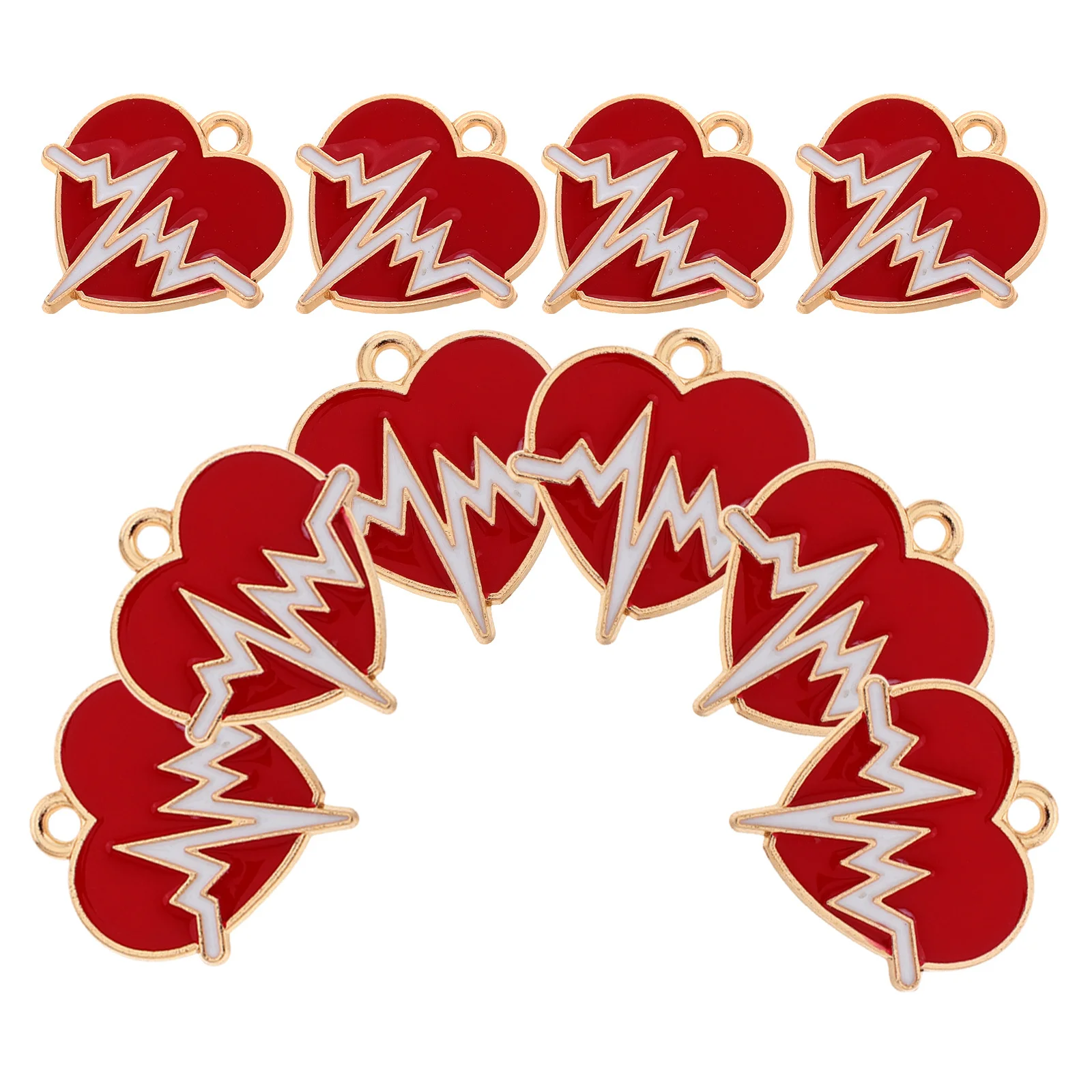 

10Pcs Heartbeat Electrocardiogram Alloy Charms Red Pendants for DIY Necklace Bracelet Jewelry Making Medical Nurse Craft