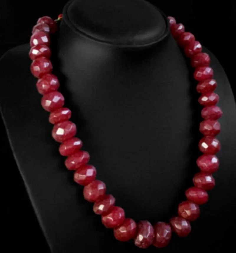 6x10mm TRUELY ASTONISHING NATURAL ROUND FACETED RED RUBY NECKLACE STRAND 18-36