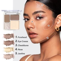Palette de contour de reflets tridimensionnels pour le visage, quatre couleurs, cosmétiques de contour tridimensionnels éclaircissants et mats longue durée 3