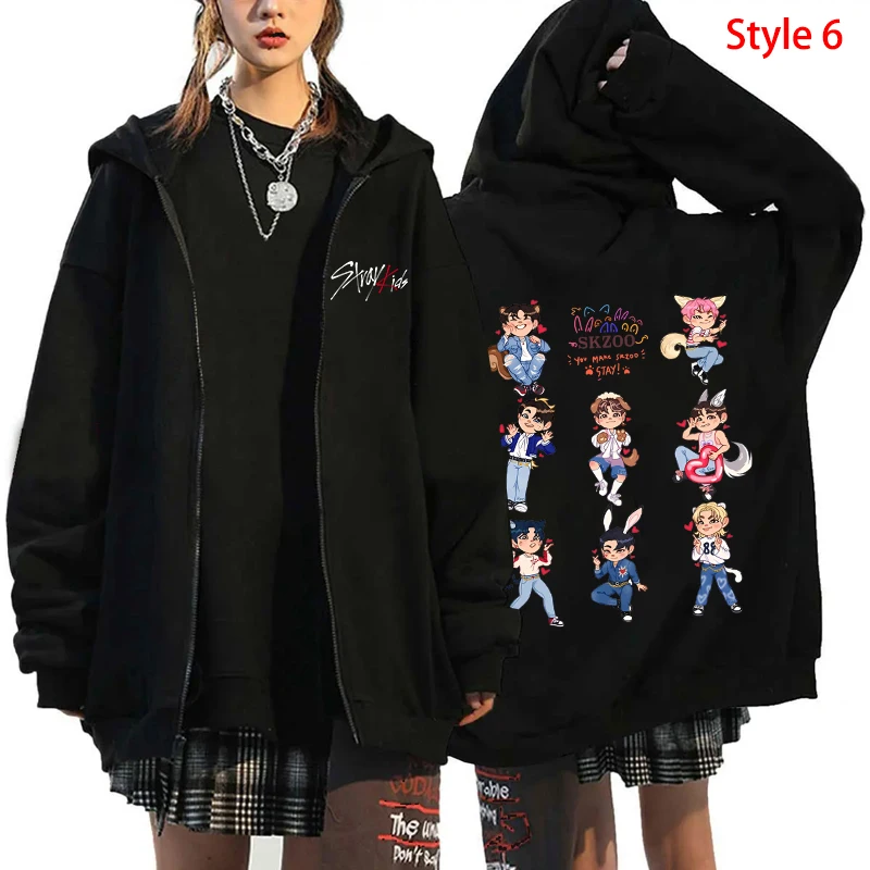 Kpop-Sudadera con capucha para hombre y mujer, abrigo de manga larga con cremallera, informal, con personalidad, estilo Hip Hop, a la moda, Y2k,