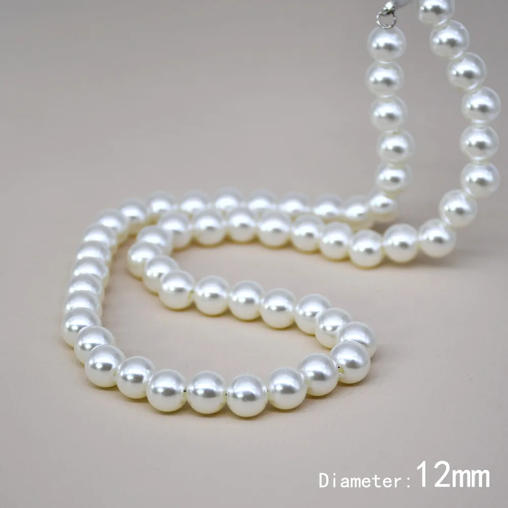 Simulated Pearl Necklaces for Women 4/6/8/10/12mm Beaded Chain Collar Choker 16/18/20/22/24inch Elegant Jewelry Accessories