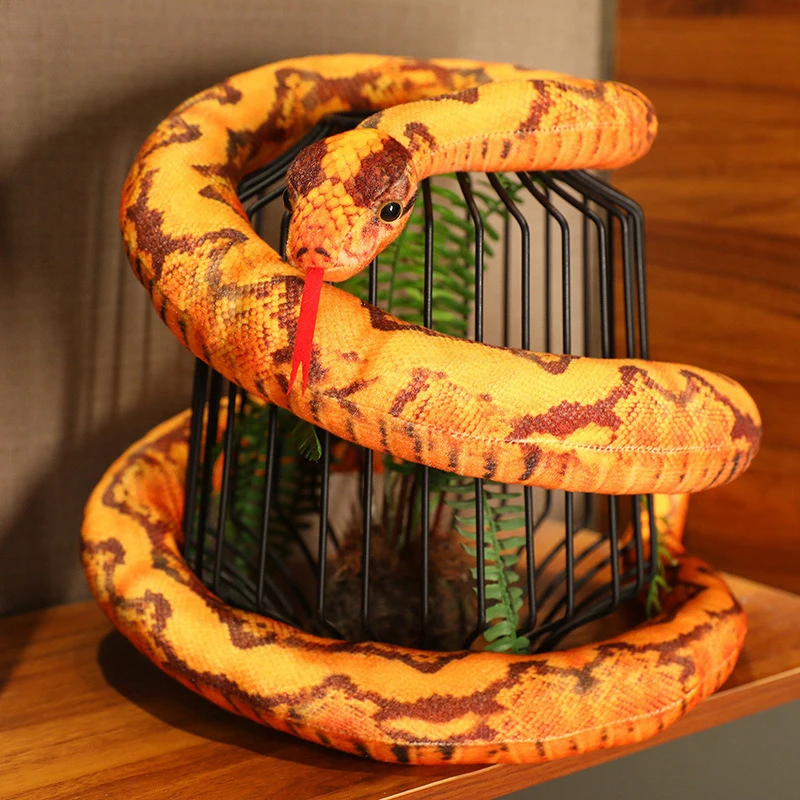 Artificial Python Plush Toy Long Snake Yellow Orange Green Python Plush Toy Decorate The House Holiday Decorations