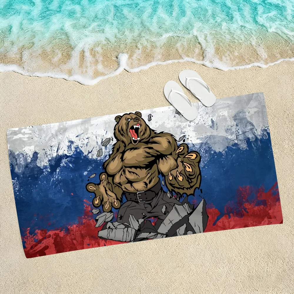Russian Bear Towel Soft Lightweight Anti-Sand Large Beach Towel Quick-Drying Bath Sports Family