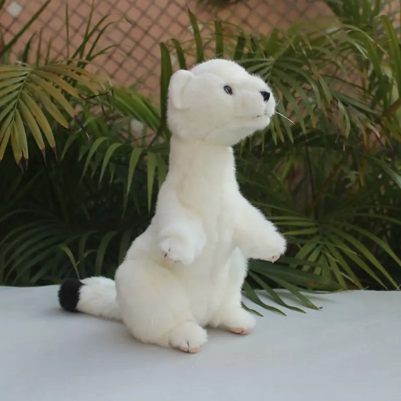 Lifelike White Ferret Stoat Weasel Mustela Erminea Doll Emulational Animal Soft Stuffed Plush Toy Girl Birthday Christmas Gift