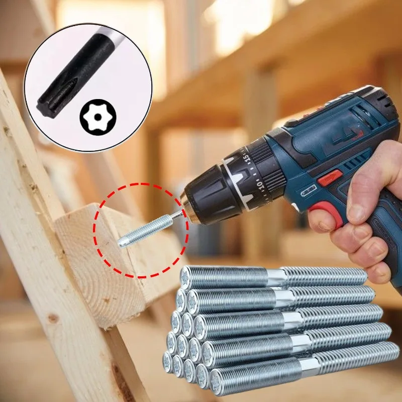 Stainless Steel Self-Tapping Screw Heavy Duty Double Headed Hanger Bolts Screws For Wood Furniture Connecting Hardware Fasteners