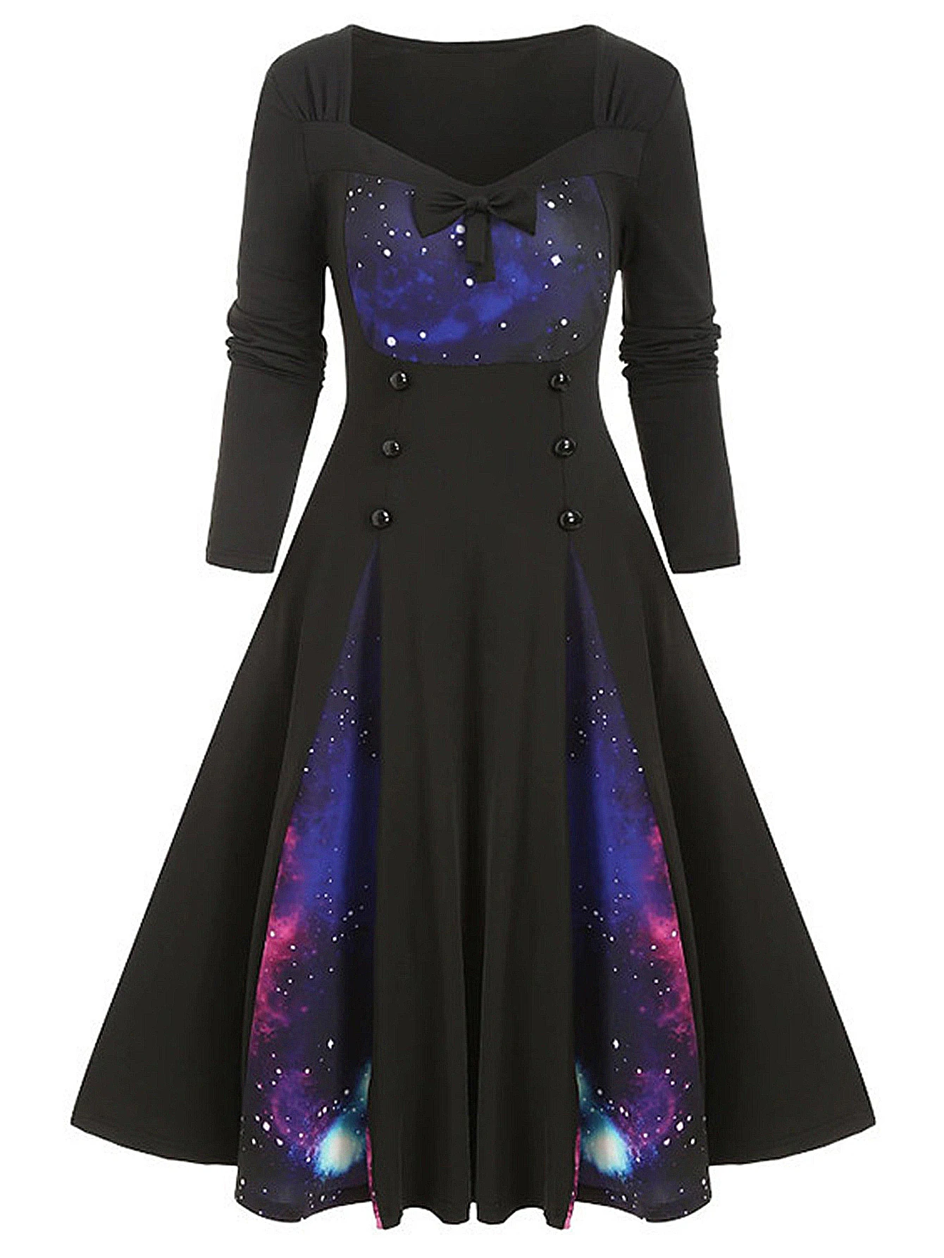 Women's A-Line Midi Skirt Fit Dress Casual Style round Neck Straight Sleeve Fashionable Comfortable Design