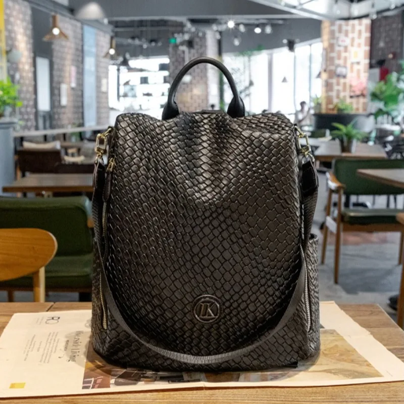 

Hong Kong brand backpack women's backpack 2026 fashionable leather large capacity single shoulder backpack premium travel bag