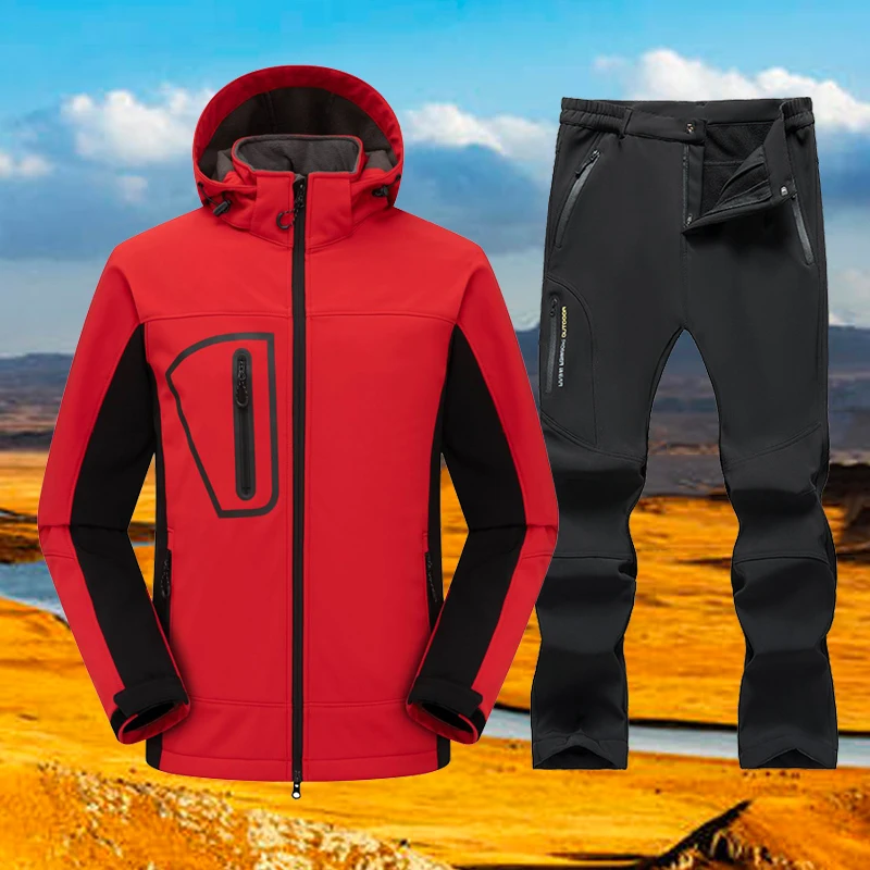 

Зимние уличные мужские водонепроницаемые флисовые куртки и брюки из софтшелла для треккинга, кемпинга, пешего туризма, мужские ветрозащитные брюки для альпинизма
