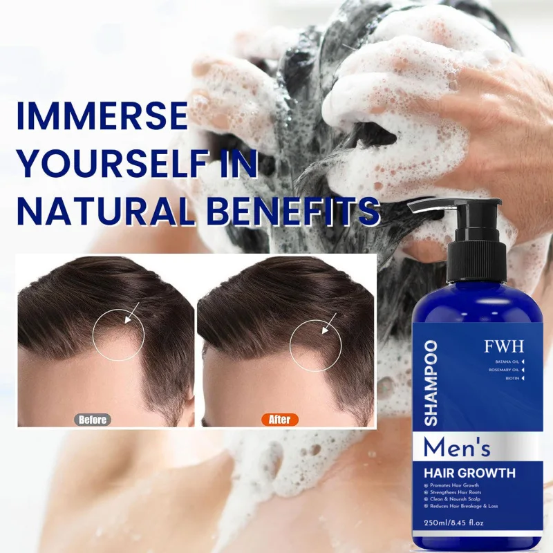 Men Hair Growth Shampoo 250ML with Biotin Rosemary Essential Oil for Thickening and Cleaning