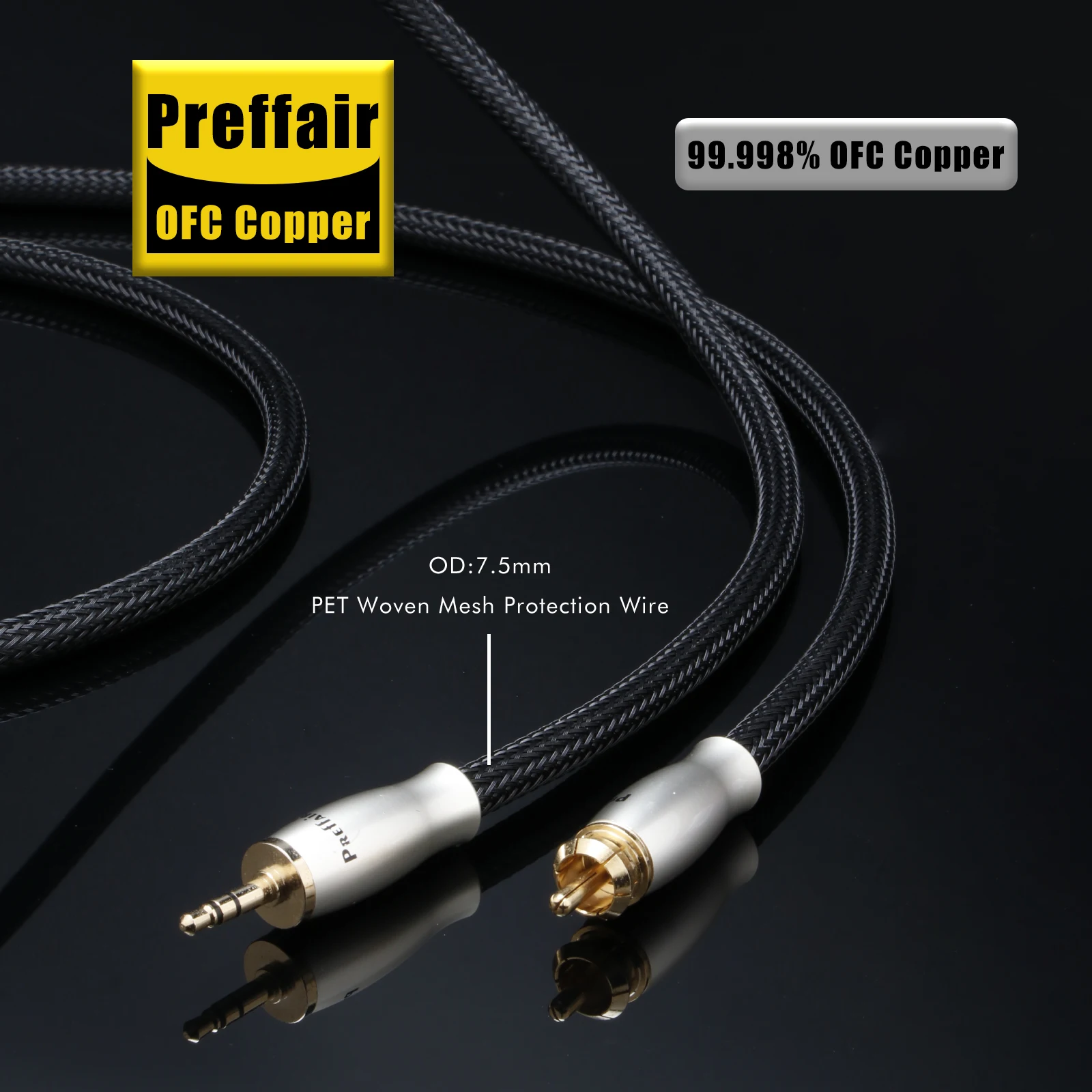 Preffair 1 قطعة 3.5 مللي متر إلى RCA كابل الصوت HiFi ستيريو AUX 3.5 مللي متر 3Pin جاك لمكبرات الصوت سلك المسرح المنزلي #3