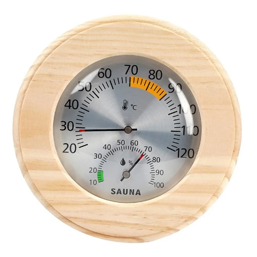 1 Piece Wooden Frame Sauna Thermometer Hygrometer Wall Mount Temperature Humidity Gauge For Home Steam Room Bath Accessories