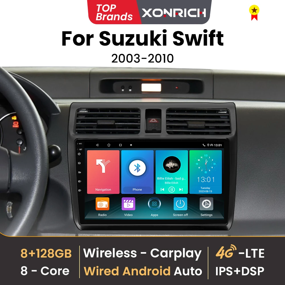 10" Wireless Carplay Car Multimedia Player For Suzuki Swift 2003-2005 2006 2007 2008-2010 Android 2 Din Radio Navigation 4G Wifi