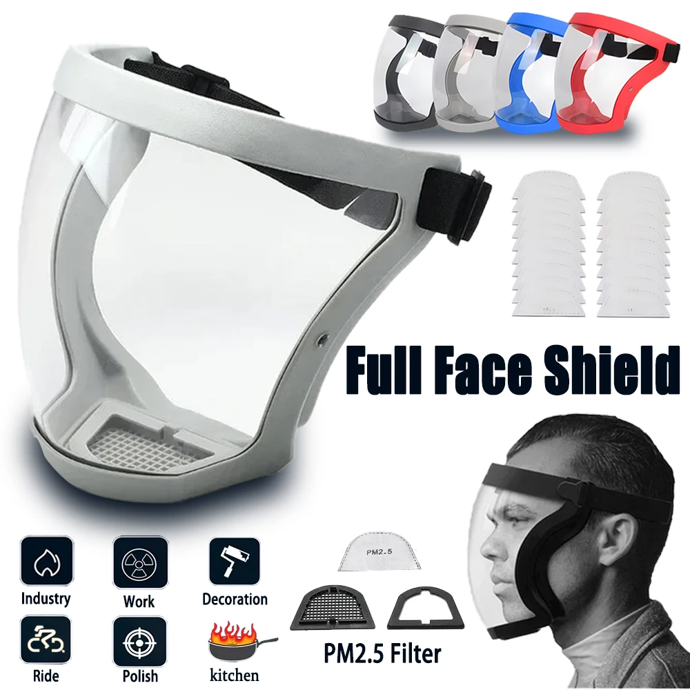 

Work Protection Mask Full Face Protector Shield Transparent Facial Protector Face Protective Screen Kitchen Accessories Gadgets