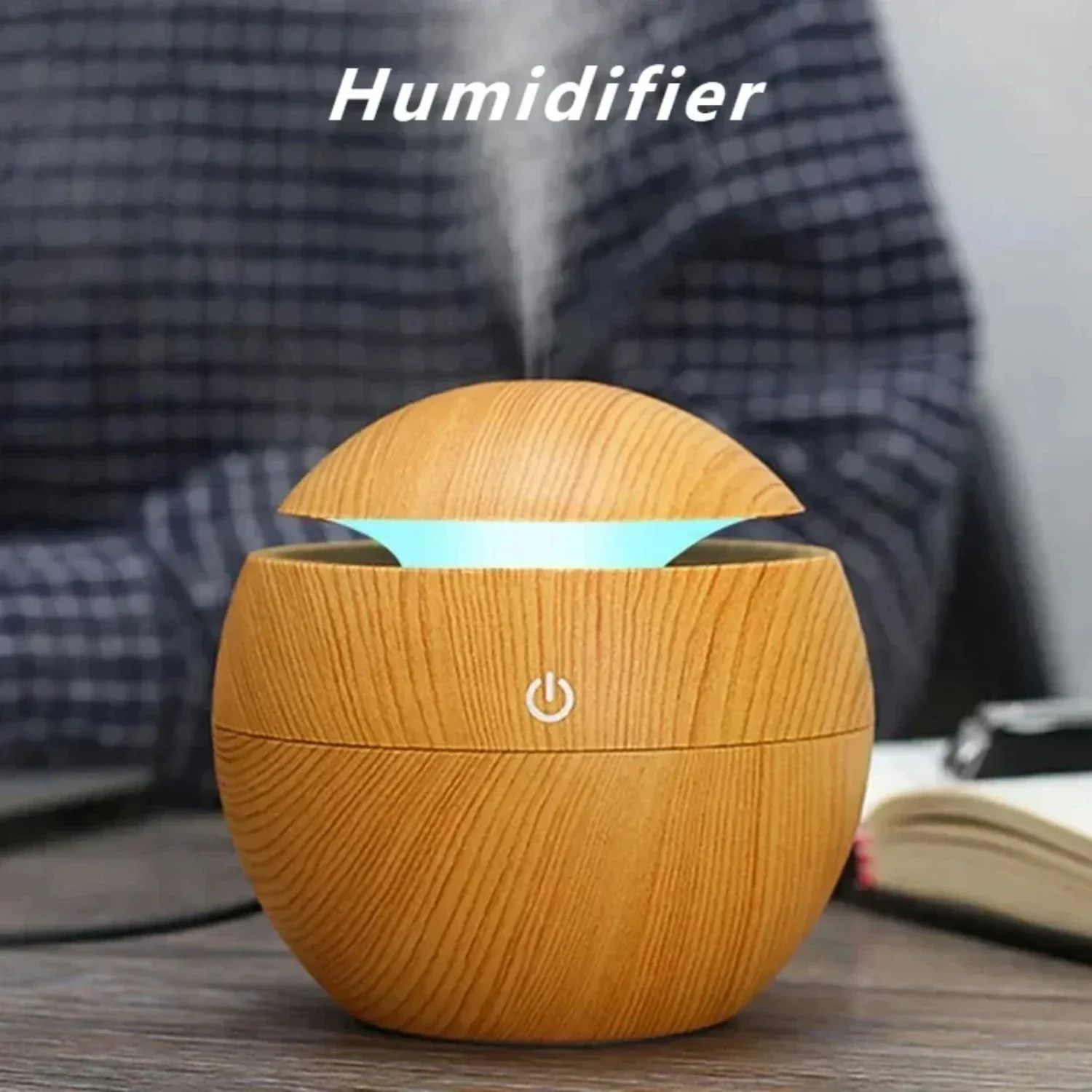 Ideal 2024 Holiday Gift: Perfect Silent Woodgrain USB Vase Humidifier with Color Night Light for Office and Car - Best for Frien