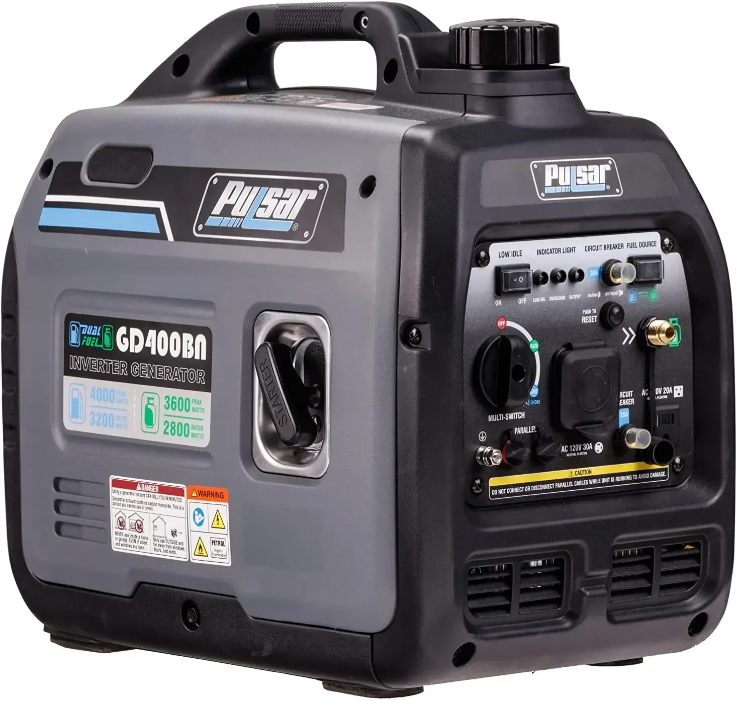 

4000W Portable Super-quiet Dual Fuel & Parallel Capability RV-Ready CARB Compliant Ideal for Outdoor Activity Use