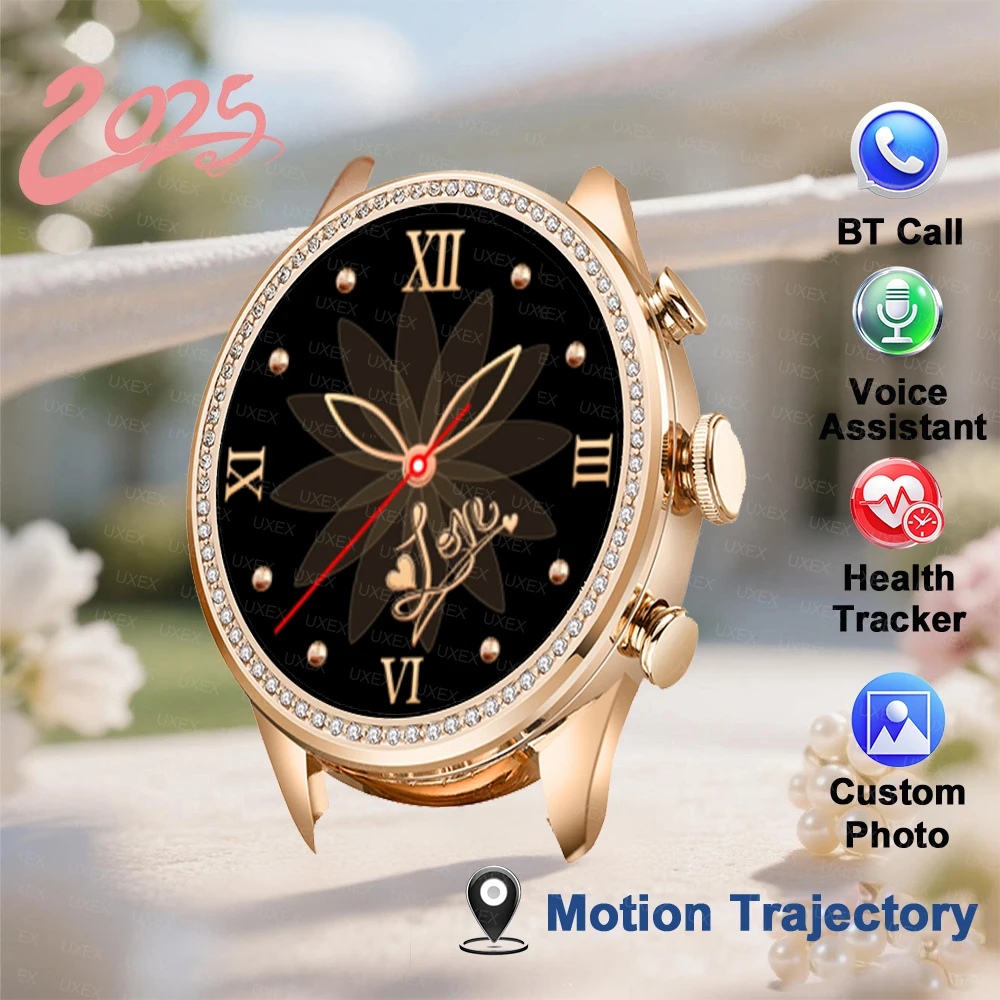 

2025 Valentine's Gift Smartwatch Ladies 1.28” HD Bluetooth Call Alarm Clock Custom Photo Voice Assistant Watch Women Delicacy