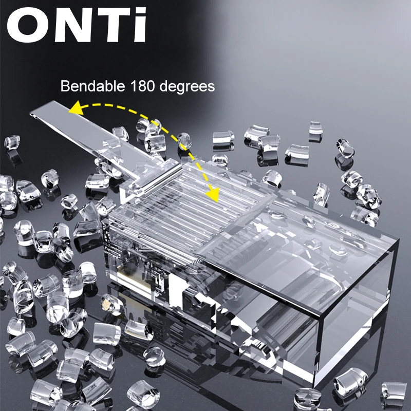 UTP 30/50cmyمطلي بالذهب 8P8C تجعيد نهاية لكابل إيثرنت RJ45 موصلات CAT6 CAT5E 300/500 قطعة تمر عبر وحدات التوصيل الشبكة