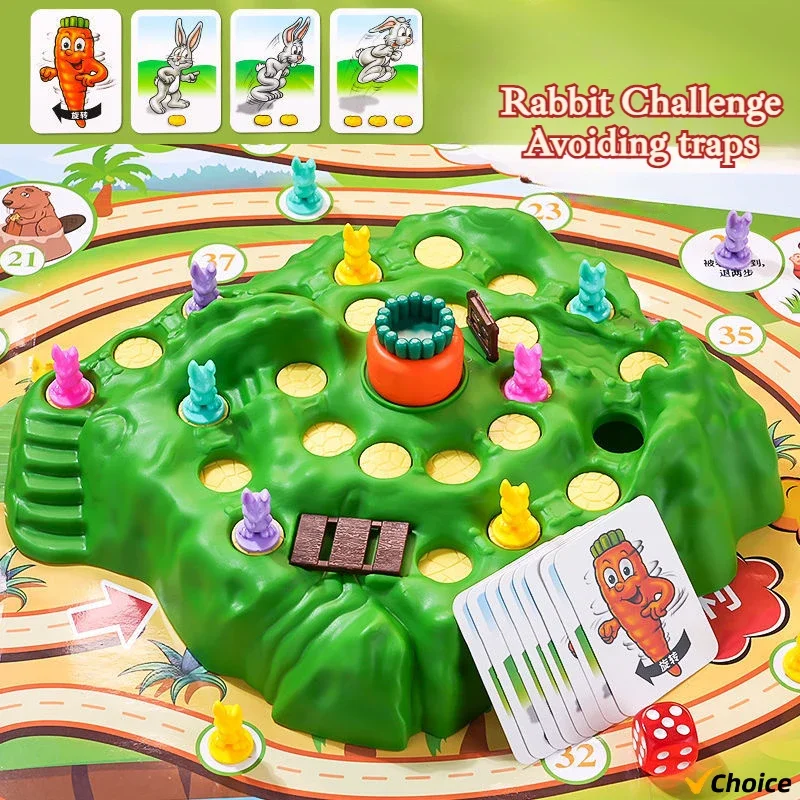 9Pcs New Rabbit Trap Puzzle Toy Children\'s Dual Play Multiplayer Board Game Competition Parent Child Interactive Strategy Game