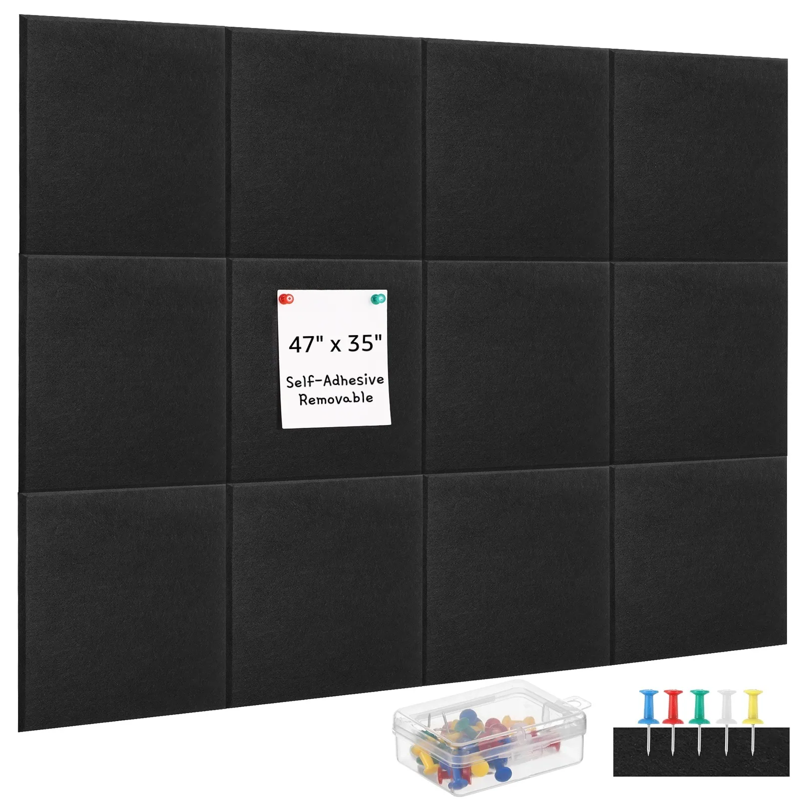 12PCS Felt Wall Tiles Self-Adhesive Felt Wall Tiles 47 X 35 In Large Cork Board Alternative Safe Removable Felt Bulletin Board