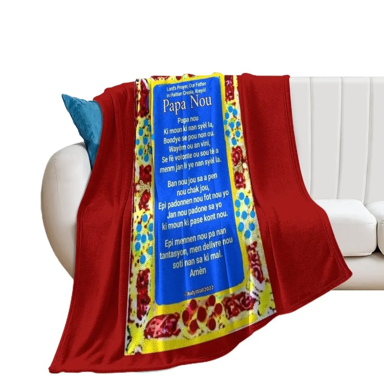 Haitian Creole, Lord's Prayer, Our Father, Papa Nou Throw Blanket Bed covers Soft Plush Plaid Blankets