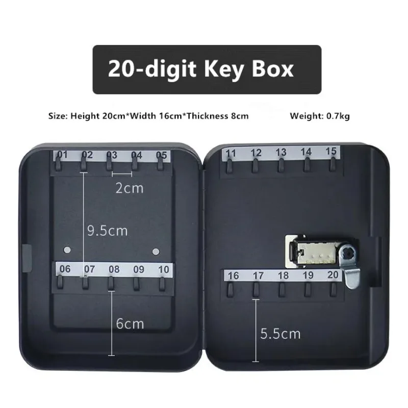 Wall-mounted key storage storage box safe password anti-theft password lock home key safe black anti-theft safe key box