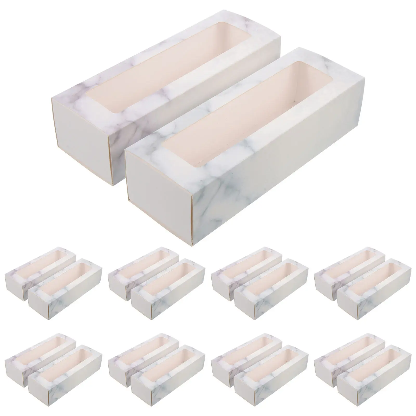 

20Pcs Rectangle Pastry Box Food Grade Macaron Packing Box for Bakery Grocery Home Catering Dessert Transport Cake Slice