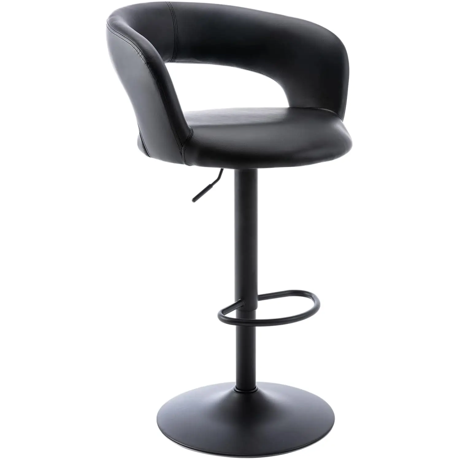 

Wide Bar Stool, Modern PU Leather Swivel Adjustable Barstool With Hollow Back And Arms, Upholstered Airlift Counter, Customized