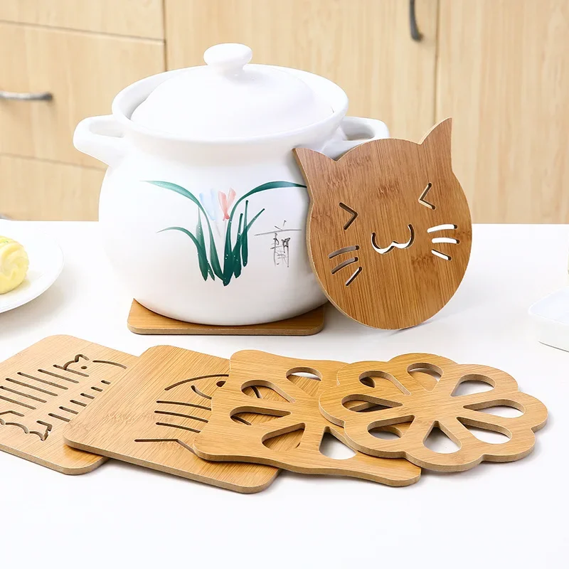 Kitchen Wooden Hot Pads Trivet Natural Handmade Wood Mats for Hot Dishes/Pot/Bowl/Teapot/Hot Pot Holders Table Mat