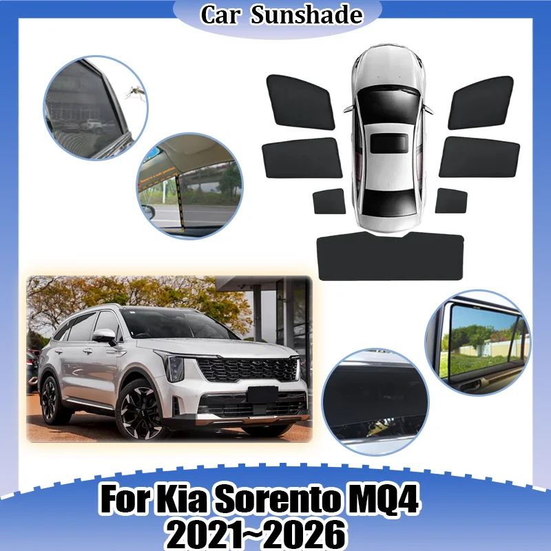 

For Kia Sorento MQ4 2021~2026 Window Sun Shade UV Protection Heat Insulation Sunshine Visor Privacy Curtains Auto Accessories