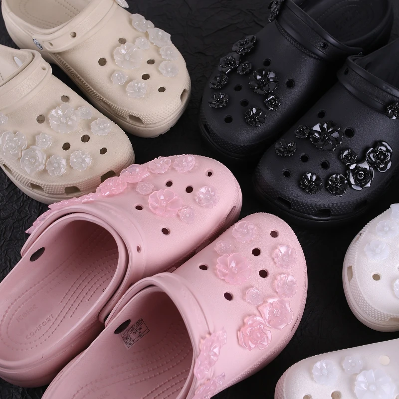 20PCS DIY Crystal Flower Set for Cave Shoes Cute Detachable Shoe Accessories Ins Style Flower Decorations for Footwear