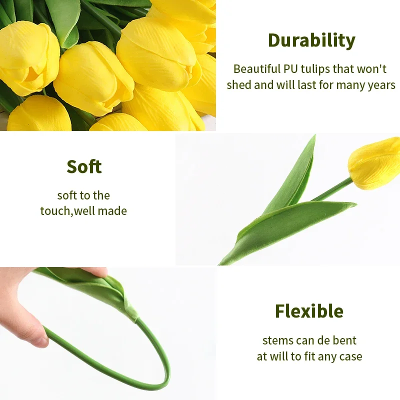 10Pcs 튤립 인공 꽃 꽃다발 29cm 진짜 터치 PE 가짜 꽃 결혼식 장식 행사 장식 홈 정원 장식