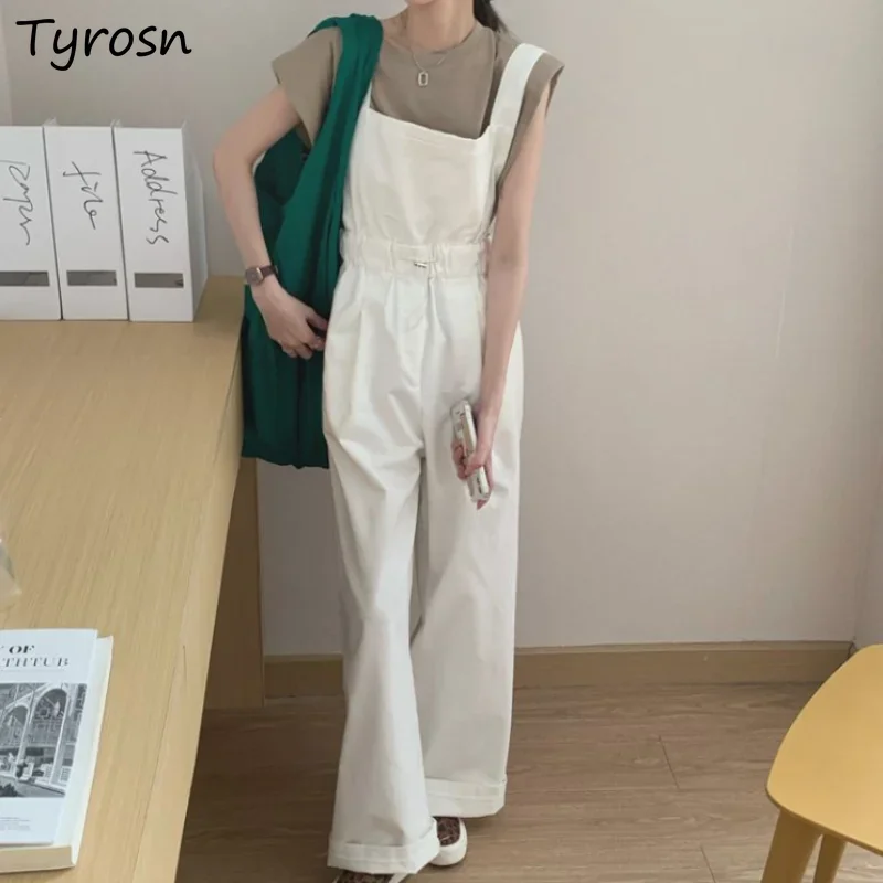 

Jumpsuits Women Vintage Design Simple Chic Leisure Temperament Tender Solid Cozy Spring All-match Students Elegant Korean Style