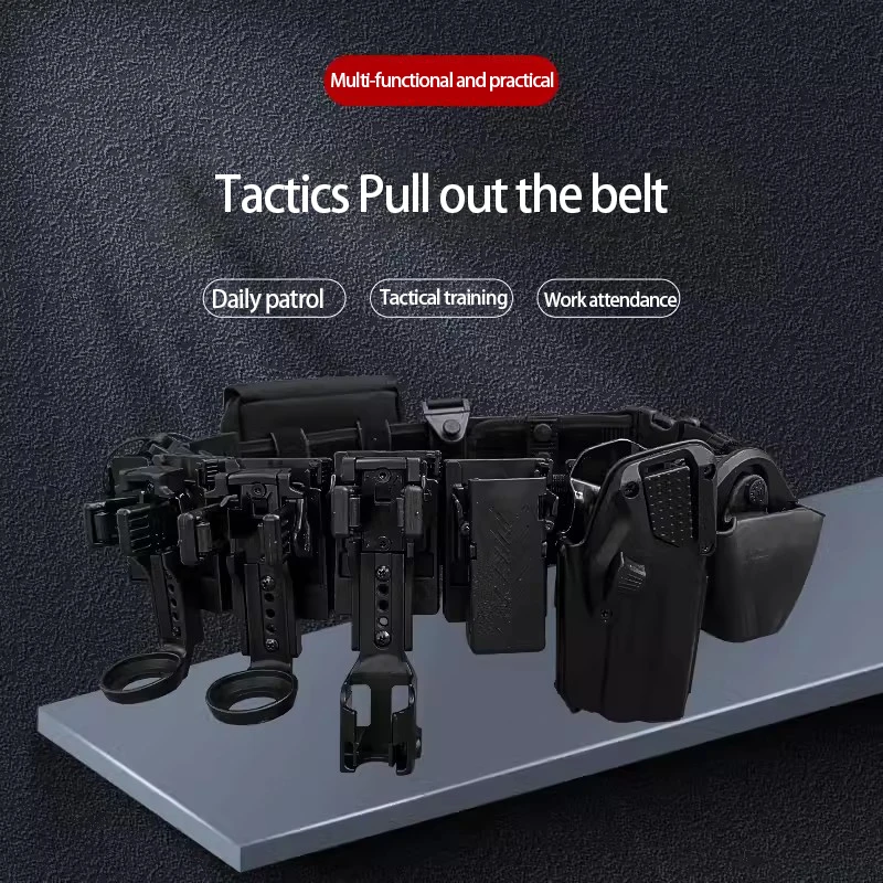 Tactical belt side quick pull eight-piece self-defense belt Multifunctional belt patrol duty plastic steel equipment