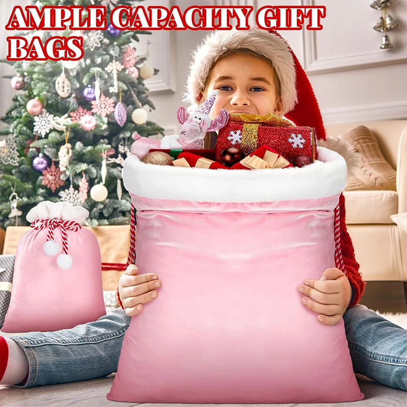 

Large Santa Claus Velvet Bags with Drawstring Cord Santa's Present Sack Bags for Xmas Present Toys storage Christmas Party Suply