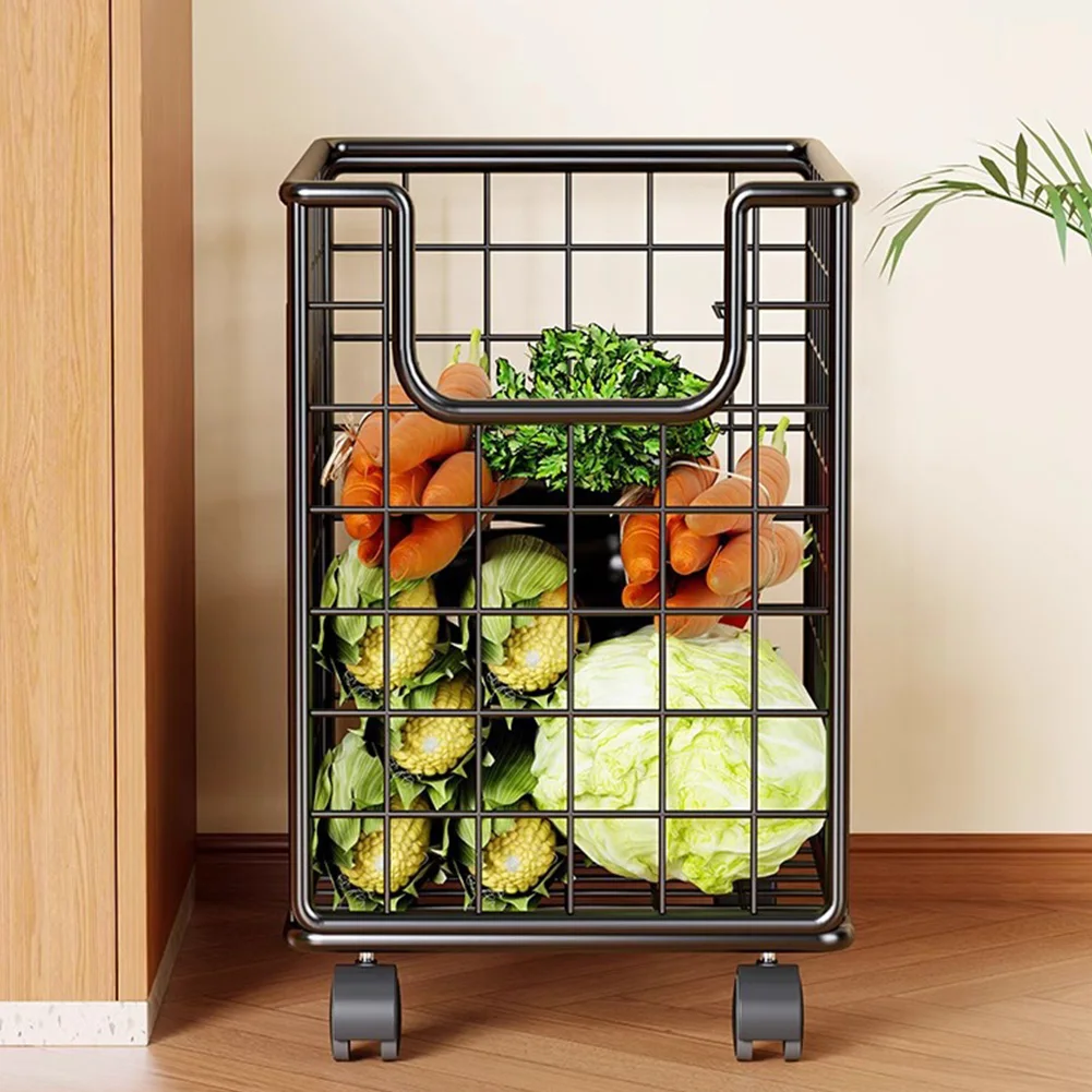 

Wheeled Metal Storage Basket Laundry Basket Hamper Mesh Wire Storage Utility Trolley for Living Room Bathroom Closet Or Bedroom
