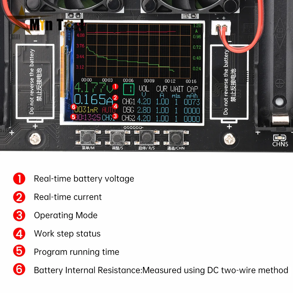 Modulo Tester di capacità della batteria al litio a 8 canali 18650 MAh MWh Digital 18650 modulo Tester rilevatore di alimentazione della batteria