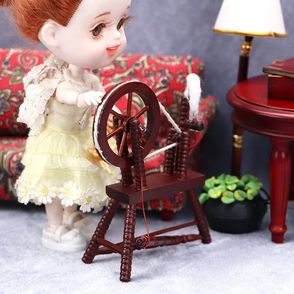 

Premium Mini Hand Reeling Machine Wooden Miniature Furniture Decor for Mini Residence Micro Landscape Sand Table Setup