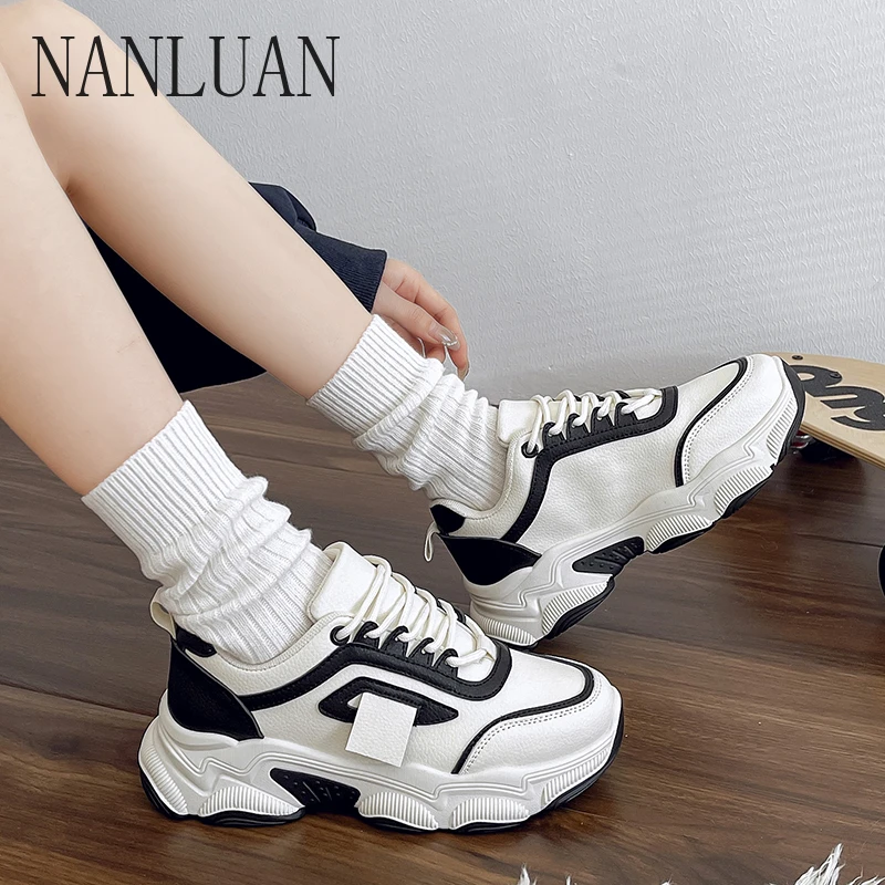 2024 Boutique High-quality Autumn Single Shoes New Low-top Lace-up Best-selling Women's Shoes Thick-soled Trendy Casual Shoes