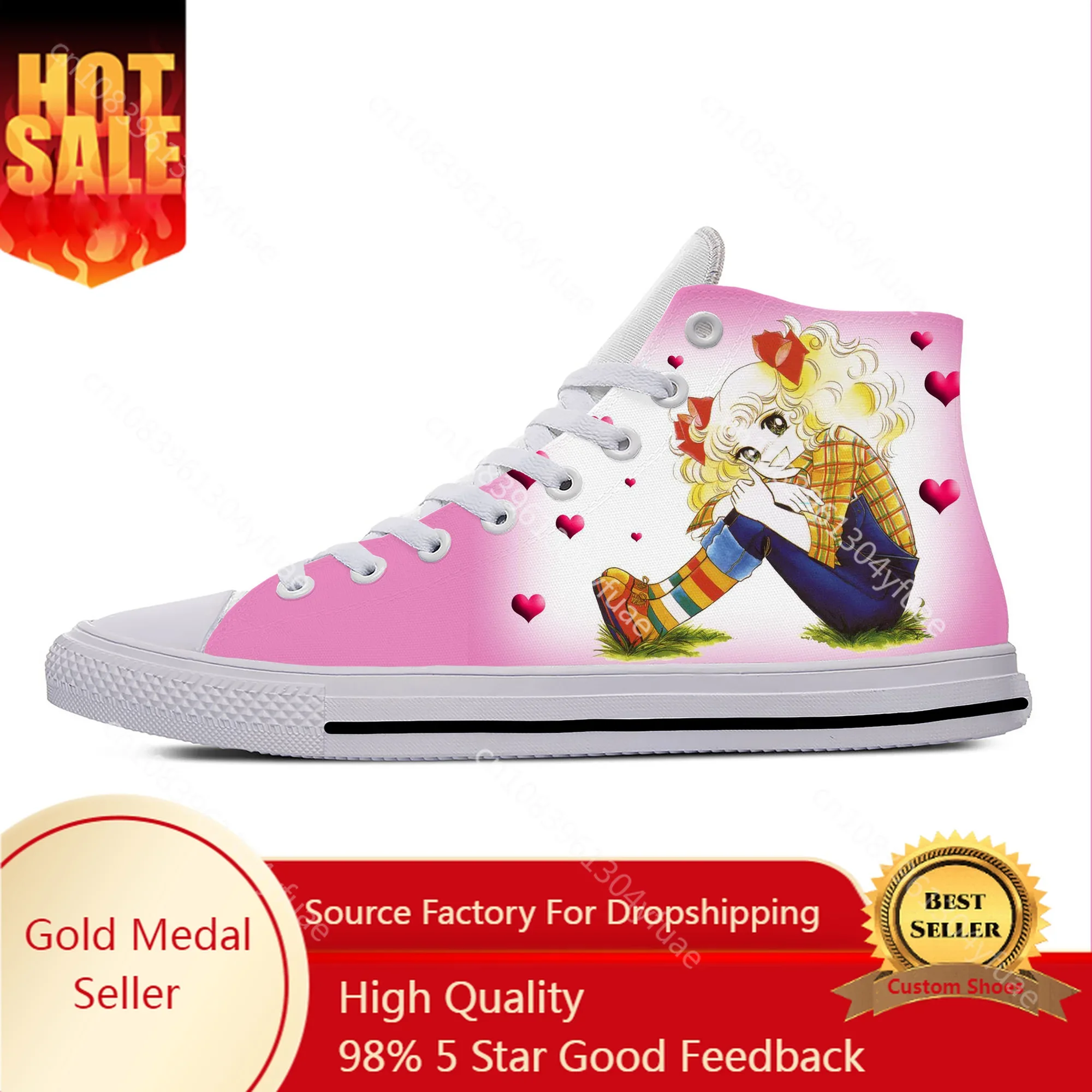 

Japanese Anime Manga Cartoon Candy Candy Fashion Casual Cloth Shoes High Top Lightweight Breathable 3D Print Men Women Sneakers