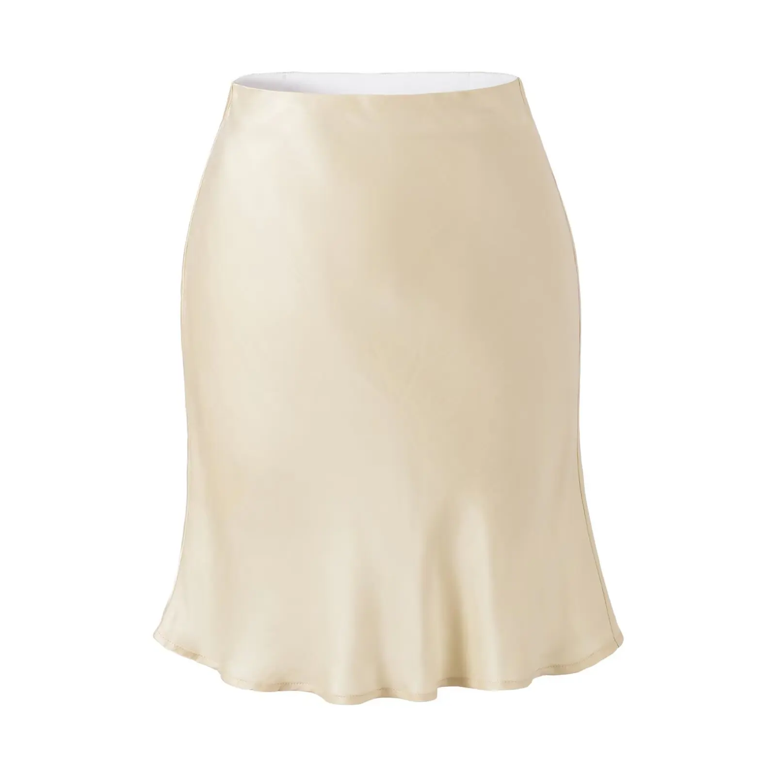 High Waist A-Line  Skirt Green Fish Tail Pure Desire Style Women's Summer High Gloss Copper Ammonia Skirt for Girls