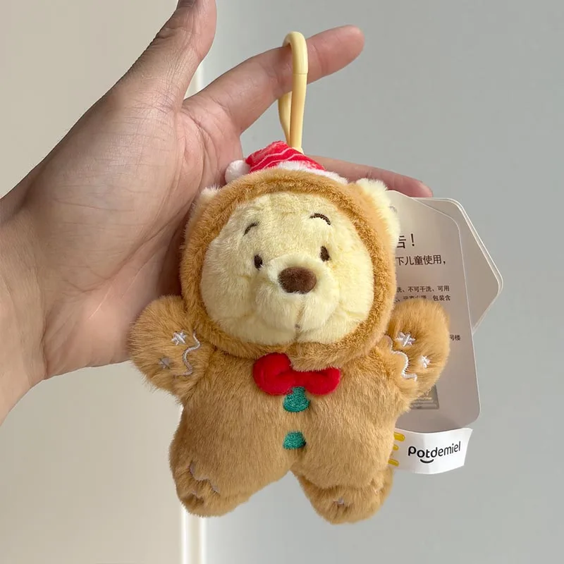 かわいい雪だるまのスティッチぬいぐるみキーホルダー、くまのプーさんカップルキーリング、財布やバッグ、バックパックチャーム、バレンタインギフトのアイデア